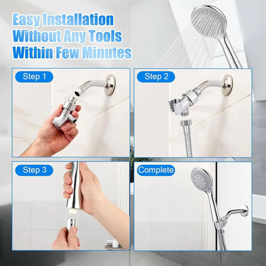 Detachable Handheld Head With - High Pressure 5 Functions Showerheads Hand Held Shower Heads,Extra Long 4.7 Ft. Stainless Steel