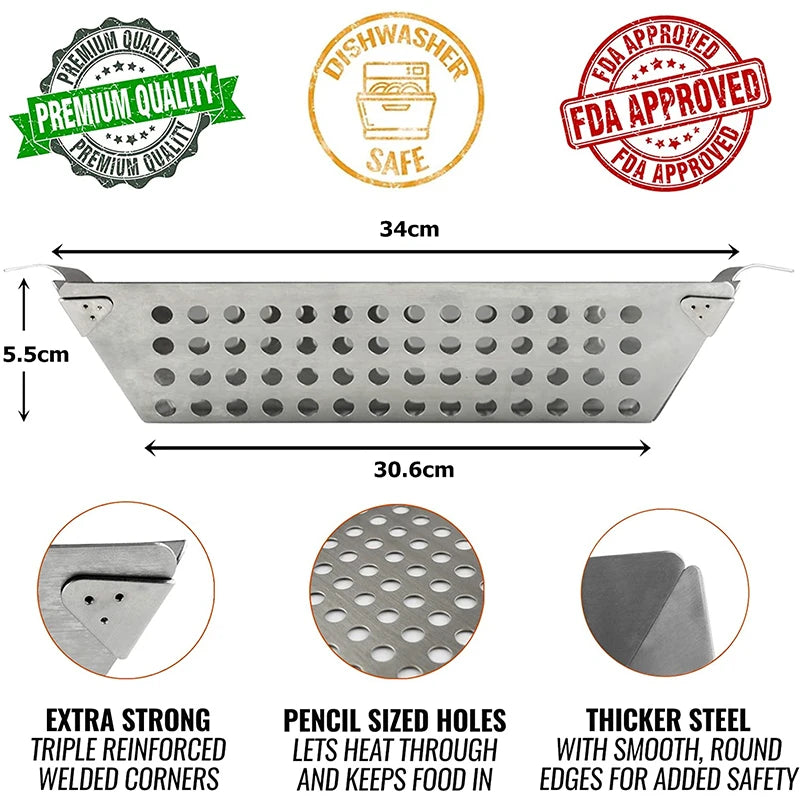 LMETJMA Grill Basket For Veggies Stainless Steel Grilling Basket Large Vegetable BBQ Basket for Charcoal and Gas Grill JT58