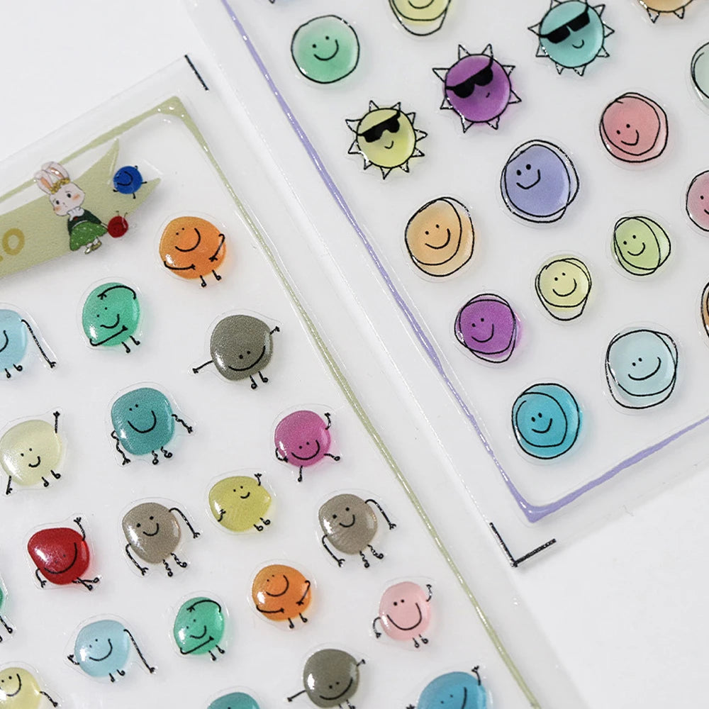 5D Glossy Gel Effect Nail Art Decoration Manicure Decals Korean Jelly Smile Nail Art Stickers Cute Winking Eyes Cool Sunglasses