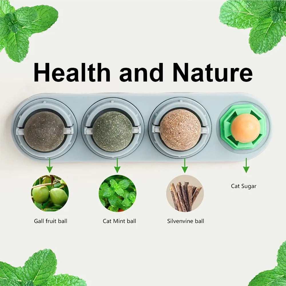 Catnip Toys Silvervine Balls Teeth Cleaning Dental Wall Treats Extra Cat Energy Ball Edible Cats Lick Healthy Kitten Chew