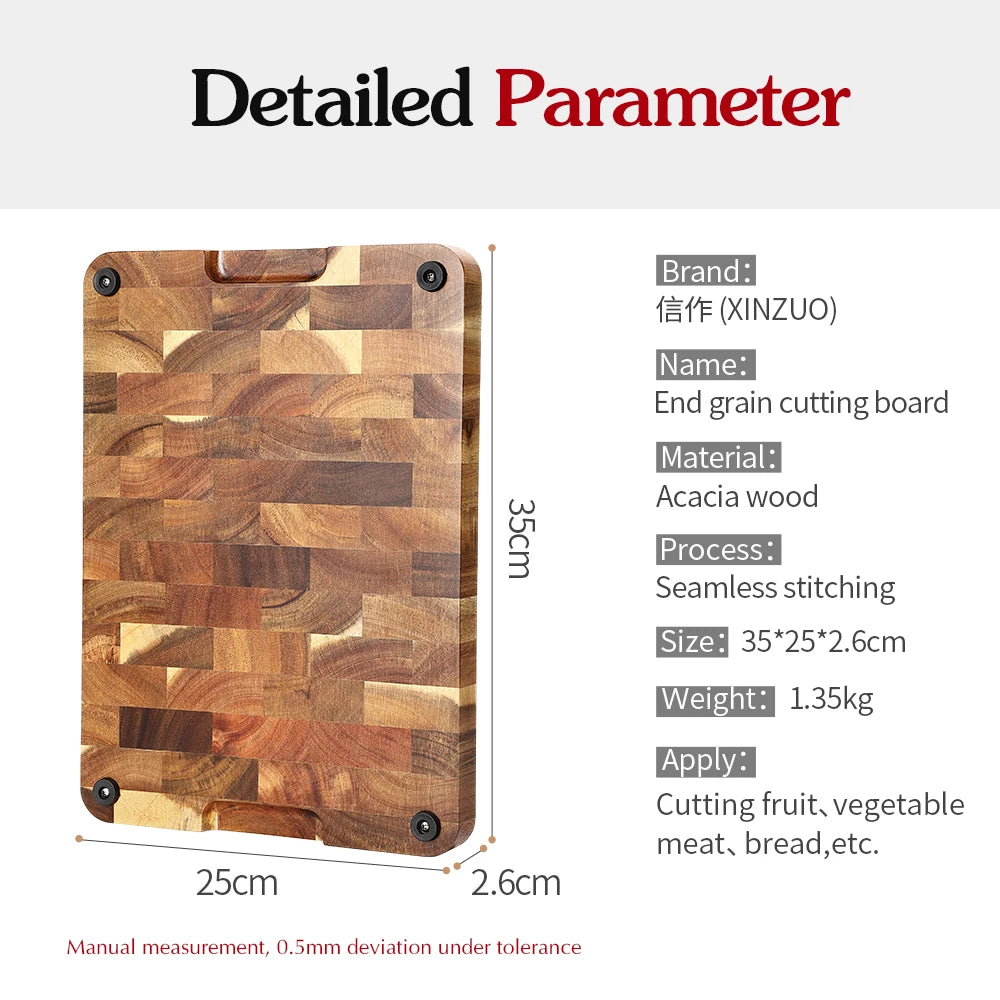 XINZUO Acacia Wood Cutting Board Cut Bread Fruit Meat Quality Kitchen Wooden Chopping Blocks Non-slip Kitchen Tools