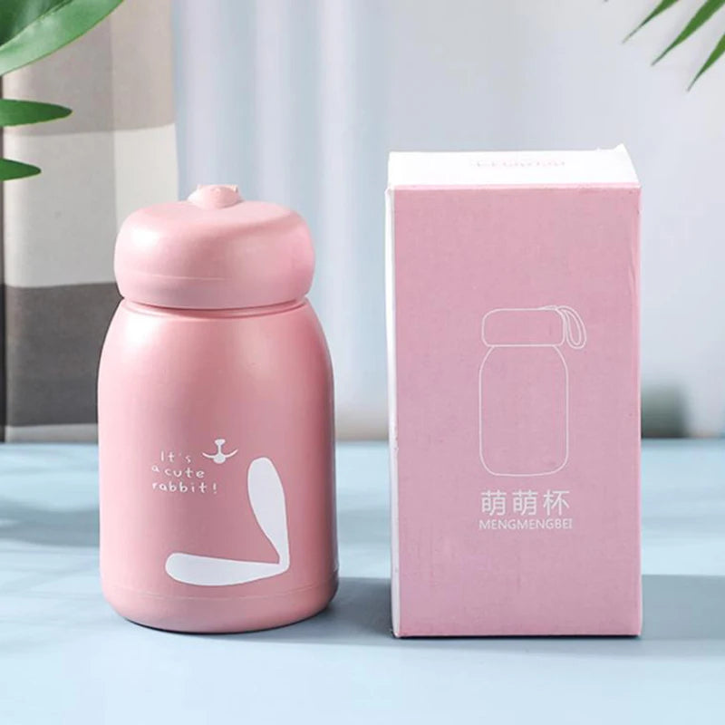 1 Pc 320ml Mini Portable Thermal Cup - Cute Leakproof Glass Vacuum Insulated Flask, Water Bottle for Girls & Kids Daily Drink