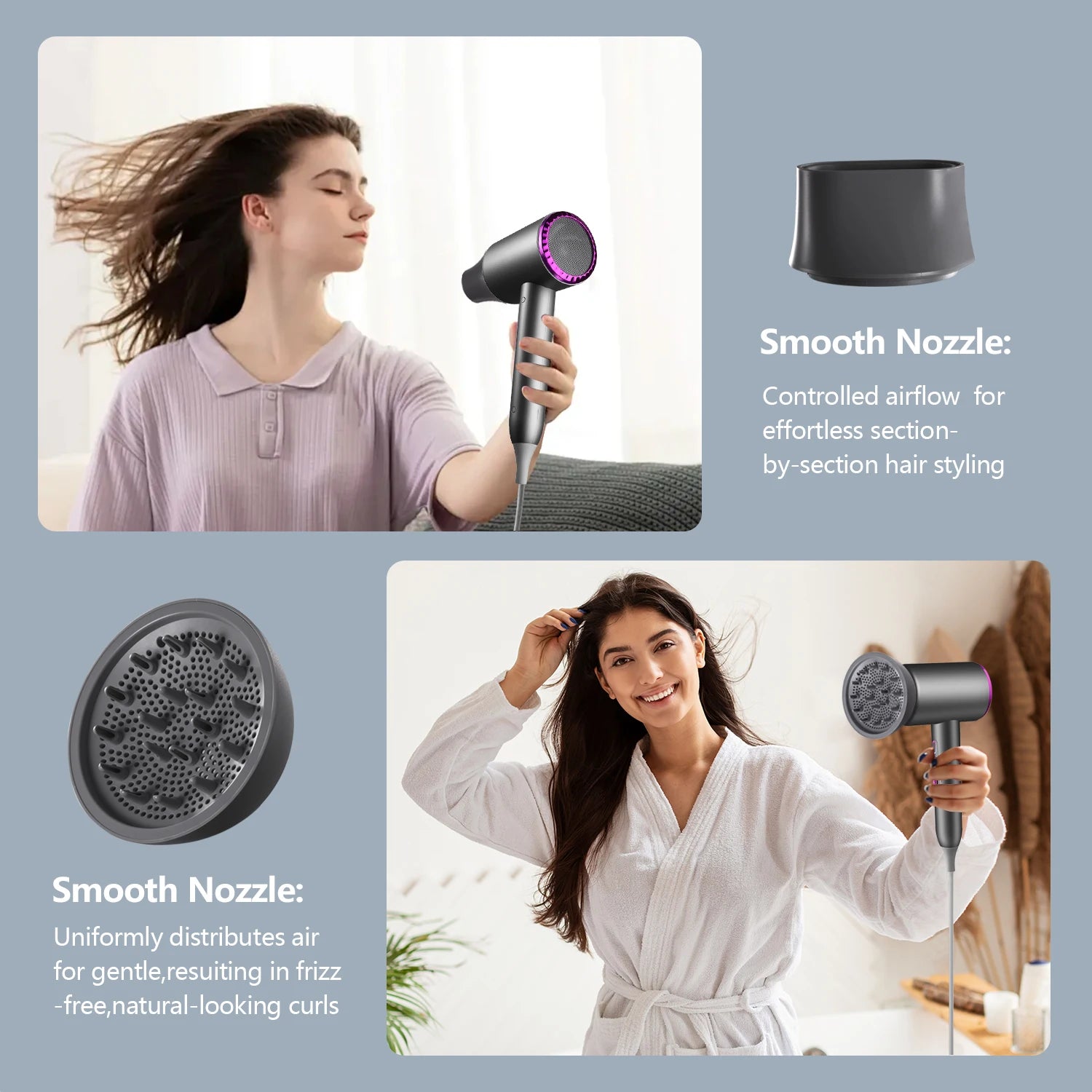 Professional Hair Dryer with Diffuser, 1875W Blow Dryer Ionic Hair Dryer for Women with Constant Temperature 2 Heat & 3 Speed Se