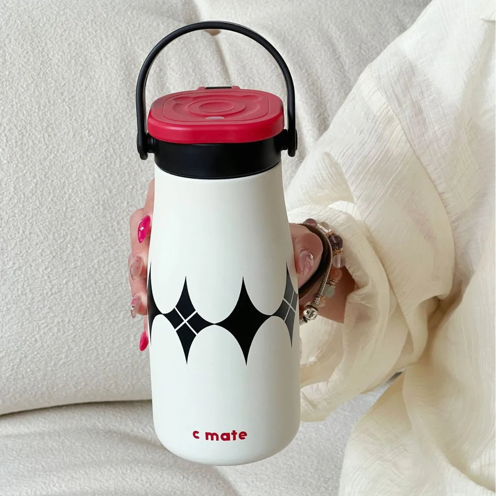 Stainless Steel Insulated Cup With Tea Infuser And Straw 600ml Ceramic Inner Coffee Mug for  Cold Beverages Travel