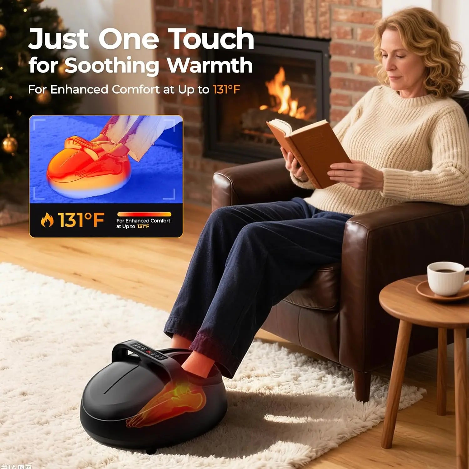 Shiatsu Foot Massager Fully Wrapped Massage Machine Air Compression 9 Levels 5 Modes Remote Control after Work Relaxation Spa