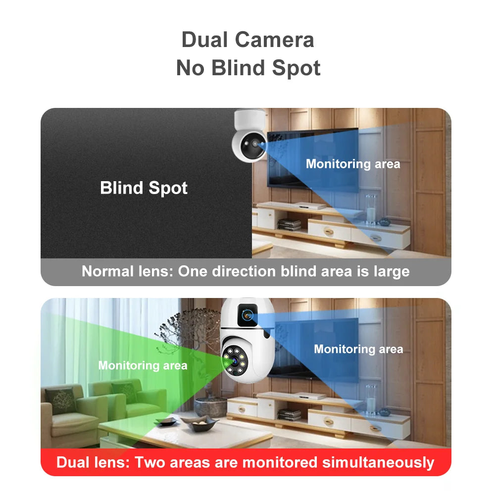 V380 Pro Dual Lens Dual Screen E27 Bulb Camera Smart Home Security Pet Monitor CCTV Wireless Indoor Camera Baby Monitor