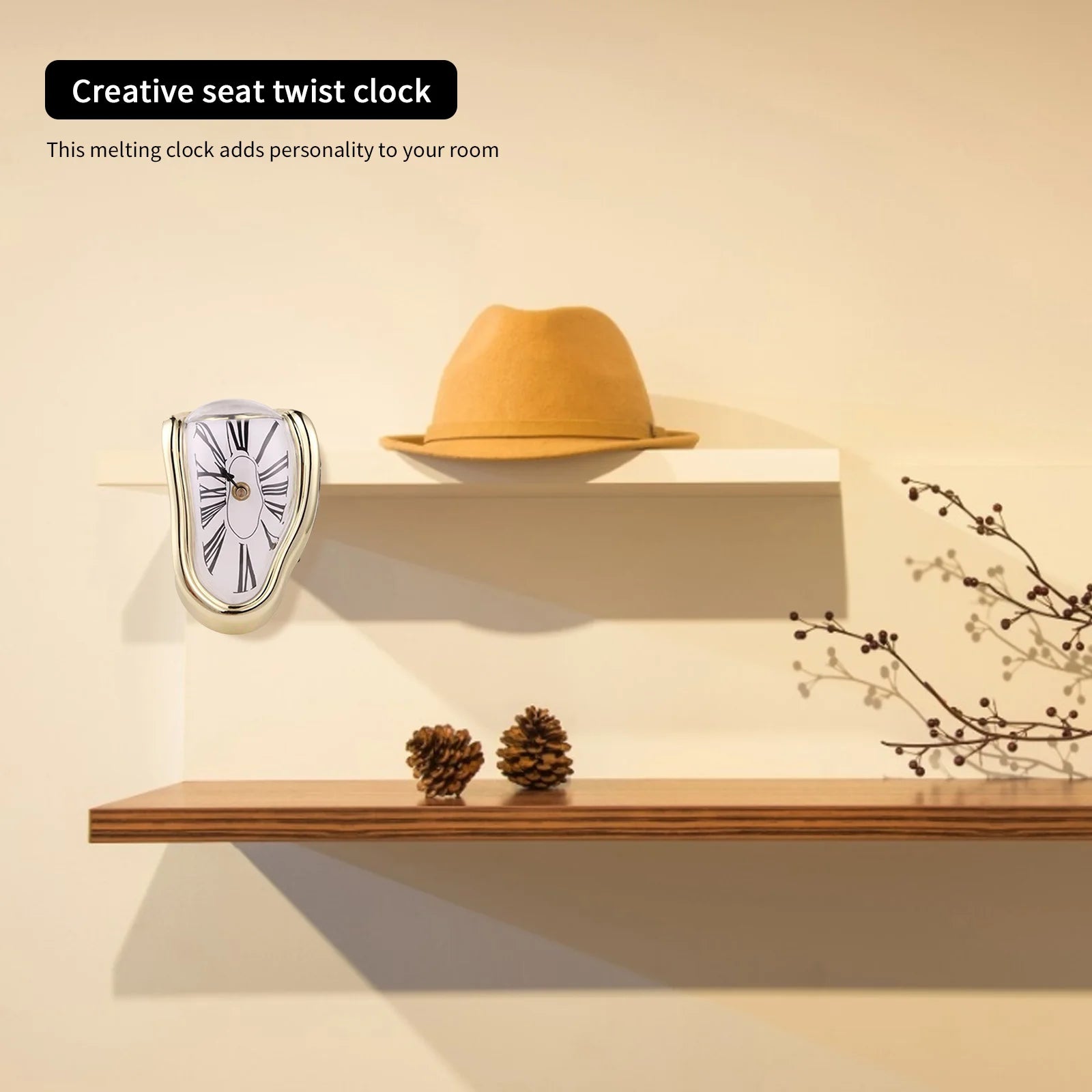 Melting Clock Surrealism Melting Clock Creative Table Twisting Clock Exquisite Vintage Melting Table Clock Gifts for Art Lovers
