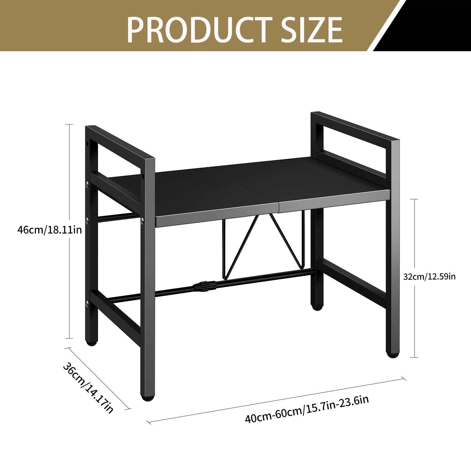 Kitchen Storage Rack Microwave Shelf Condiment Organizer Shelf Tableware Storage  Expandable 42-64cm Moisture And Rust