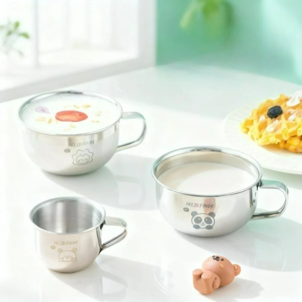 Cute Mini 304 Stainless Steel Children Water Cup With Handle Coffee Mug Durable Anti Scalding Metal Drinking Cup Tumbler For Kid