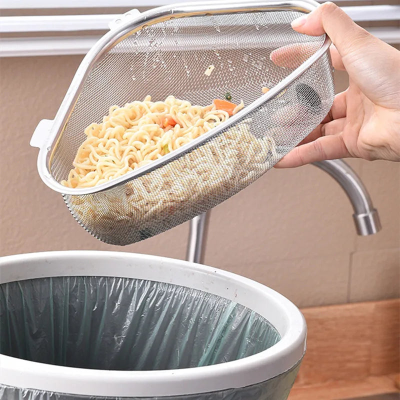 Kitchen Sink Drain Basket Stainless Steel Triangle Food Vegetables Peel Egg Filter Storage Organizer Kitchen Shelf Rack Drainier
