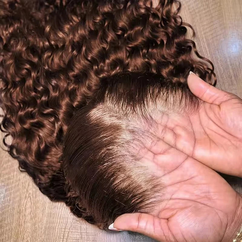34 30 Inch Chocolate Brown Deep Wave Lace Front Wigs 100% Human Hair #4 Colored 13x4 Hd Curly Lace Frontal Wigs Pre Plucked