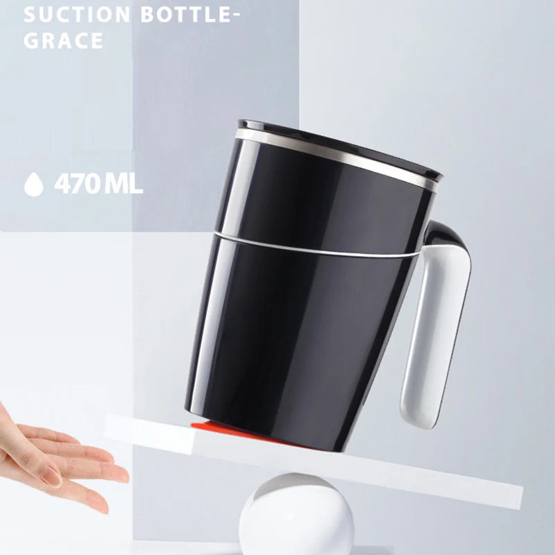 Not Pouring Cup Innovation Magic Sucker Splash Proof Nonslip ABS Double Insulation Home Tea 304 Stainless Thermos HomeTea Mug