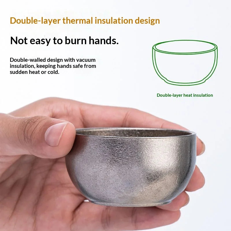 Gianxi Pure Titanium High-End Small Tea Bowl Ice Crystal Master Cup Tea Set Outdoor Camping Personal Titanium Alloy Water Cup