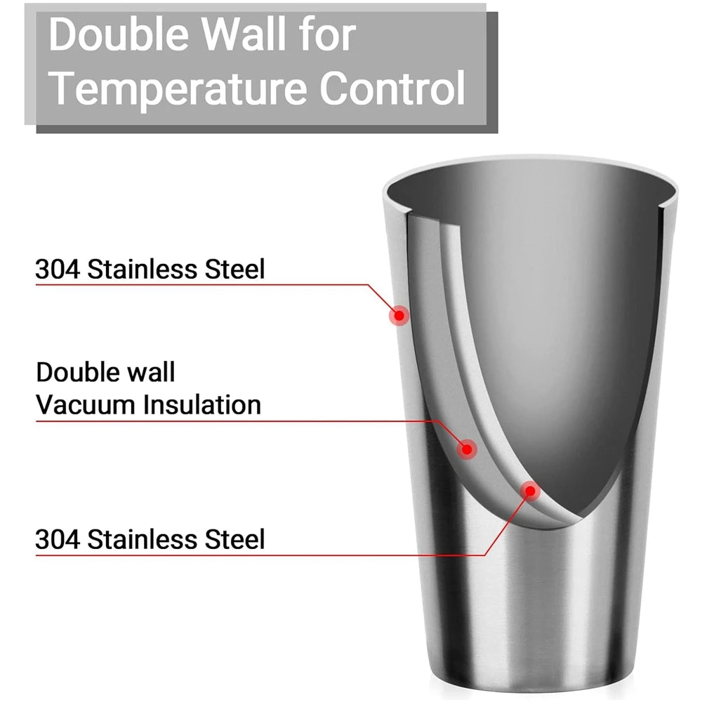 Coffee Mugs Set of 2 Stainless Steel Cups 16oz Double WallI Insulated Metal Drinking Glasses Beer Cup Dishwasher Safe Camping