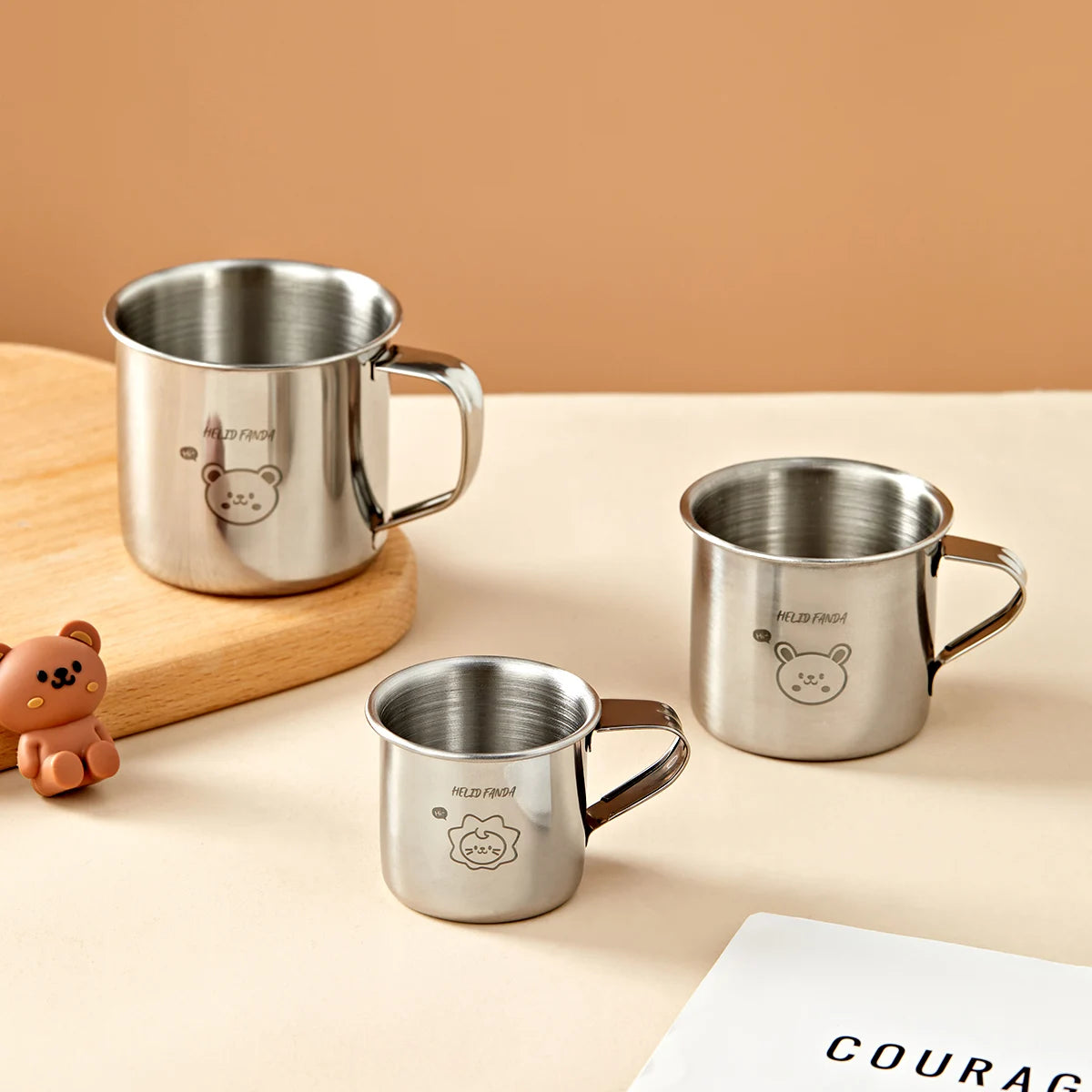 WORTHBUY 304 Stainless Steel Drinking Cup With Handle Durable Tumbler Anti Scalding Mini Cute Water Cup For Kids Drinkware ﻿