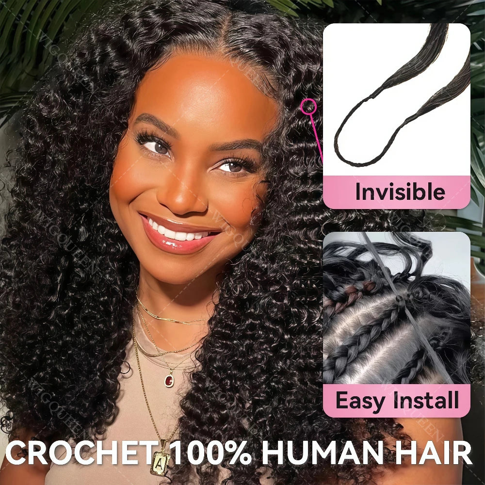 Small Spirals Curly Crochet Human Hair For Braiding Invisible Knot PreSeparated Knotless Feather Crochet Human Hair Extensions