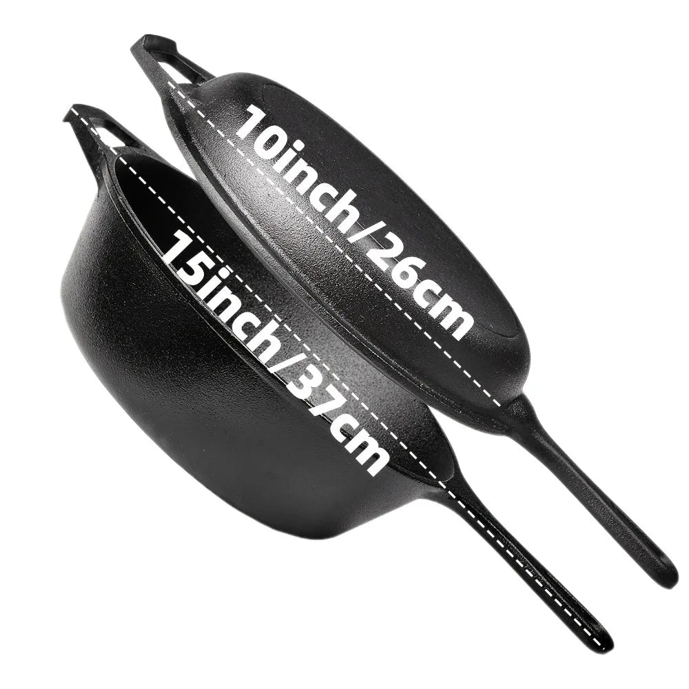3-Piece Cast Iron Skillet Set (6/8/10 Inch) - Pre-Seasoned, Non-Stick, Heavy-Duty Pans for Oven, Grill & Campfire Cooking