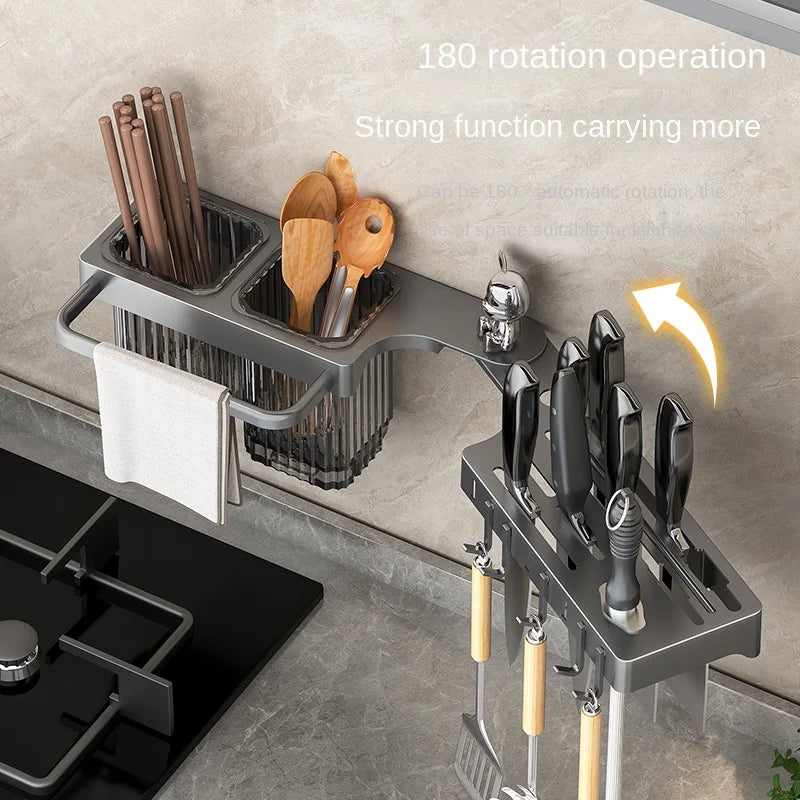 Knife rack, storage shelf, kitchen wall-mounted multifunctional knife rack, chopstick tube, knife and chopstick storage rack