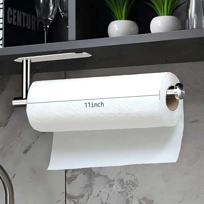 Stainless Steel Kitchen Organizer Paper Hanger For Kitchen Adhesive Under Cabinet Wall Mount Paper Towel Holder SUS304