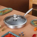 26/28cm Frying Pans with Lid,Stainless Steel Nonstick Frying Pan Honeycomb Skillet for Gas Electric Induction Ceramic Stoves