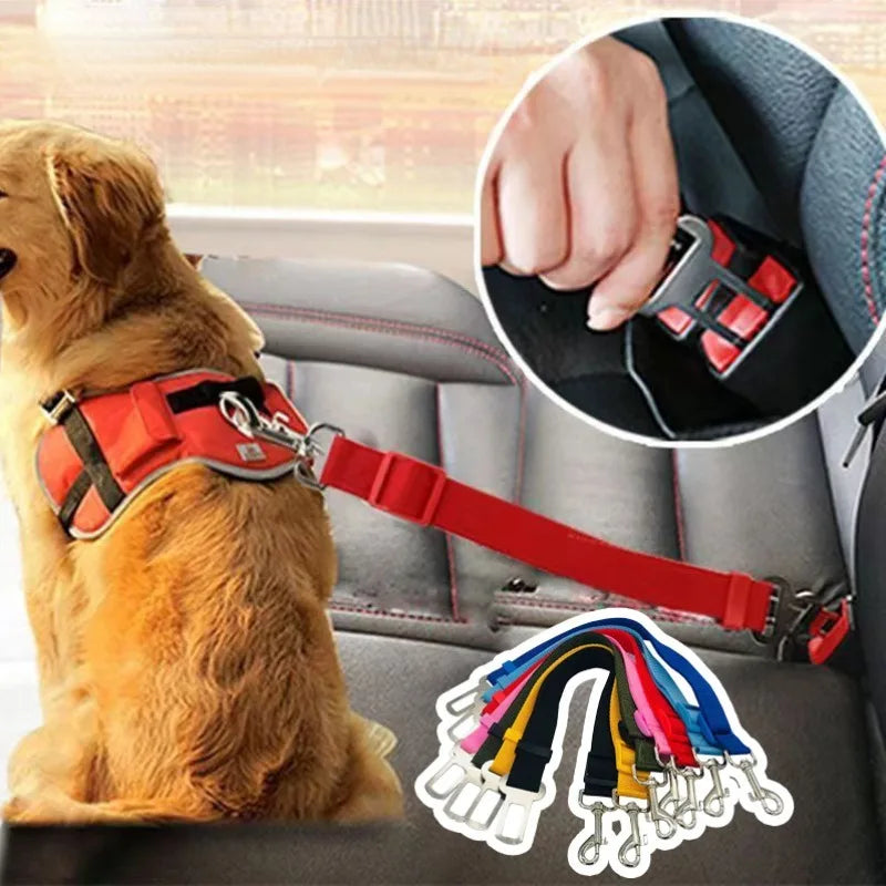 Dog Car Seat Belt Safety Protector Travel Pets Accessories Dog Leash Collar Breakaway Solid Car Harness