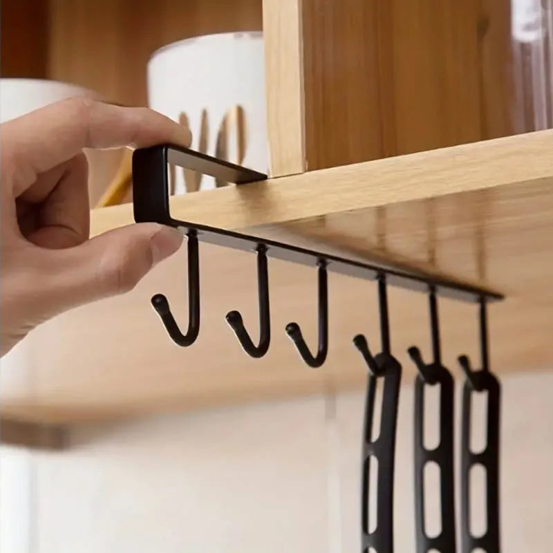2pcs Multi-Purpose Kitchen Organizer with 6 Hooks and Cup Holder Kitchen Cabinet Sundries Organizer Storage Hanger