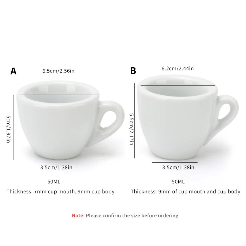 50ML Ceramic Espresso Cups with Thick Design for Single Cup 9mm Cup Wall Long Lasting Insulation Espresso Barista Accessories