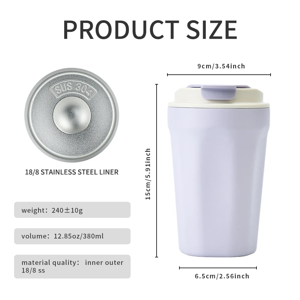 380ML Stainless Steel Coffee Thermal Cup Double 304 Vacuum Flasks Office Home for Hot & Cold Insulated Bottle Car Travel Mug