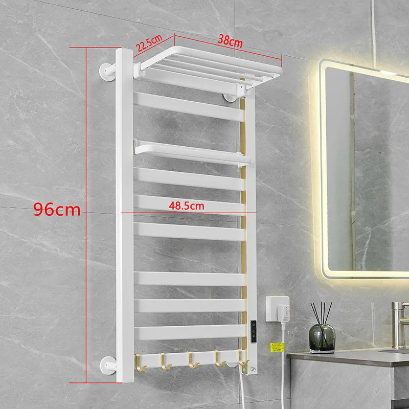 White Electric Towel Rail Thermal Radiator Cloth Screen Dryers Bath Heated Smart Bathroom Electric Heated Towel Rack