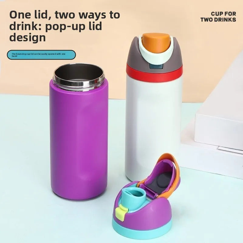 16/19/24/32oz Thermos Cup Fruit Mug Kids Straw Cup Vacuum Flasks Stainless Steel Travel Thermal Water Bottles