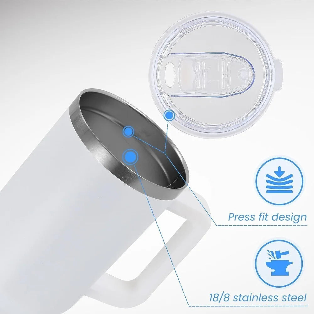1200ML Metal Vacuum Insulated Cup Stainless Steel Portable Water Cup Refrigerated Vacuum Insulated Straw Leak-proof Lid