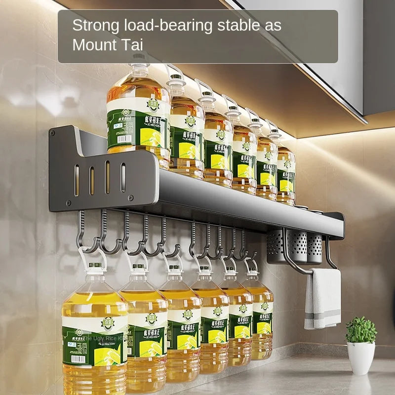 Kitchen storage rack, multi-functional, wall-mounted chopstick and knife rack without drilling, seasoning storage rack