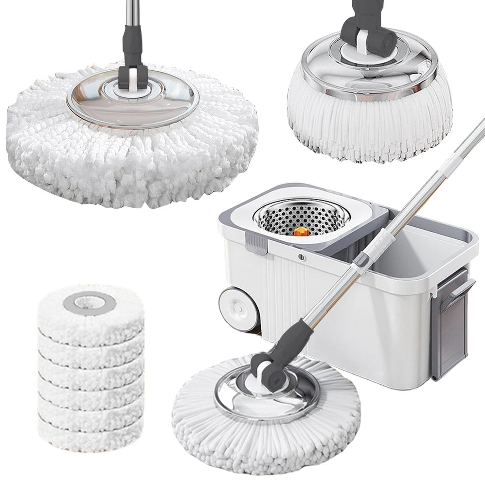 Spin Mop Bucket 6 Microfiber Refills Household Cleaning Automatic Spin Mop Hand-Free Automatic Dehydration Mop for Home Cleaning