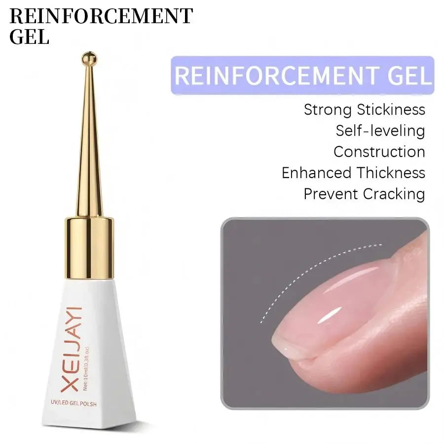 XEIJAYI 1pc UV LED Nail Reinforcement Gel, Strong Stickiness Builder Gel for Nail Strengthening & Construction. Self-Leveling