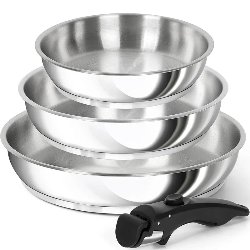 MICHELANGELO Kitchen Stir-fry Cooking Pot with Removable Handle Stainless Steel Frying Pan Set Induction Cooker Frying Pan