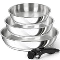 MICHELANGELO Kitchen Stir-fry Cooking Pot with Removable Handle Stainless Steel Frying Pan Set Induction Cooker Frying Pan