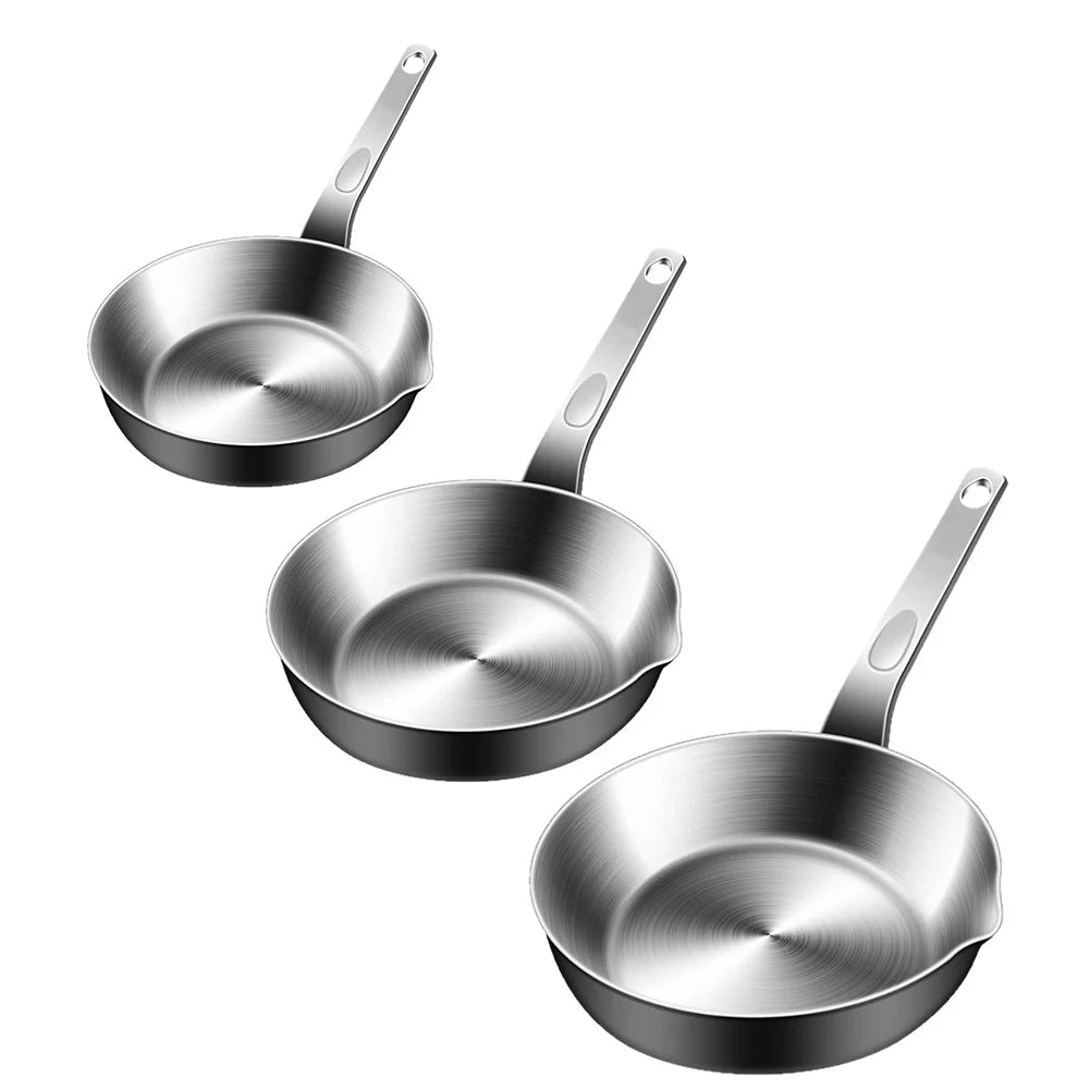 1pcs 316 Stainless Steel Frying Pan Nonstick Wok Uncoated Pot Mini Egg Pan Home Induction Cooker Gas Stove Kitchen Tool