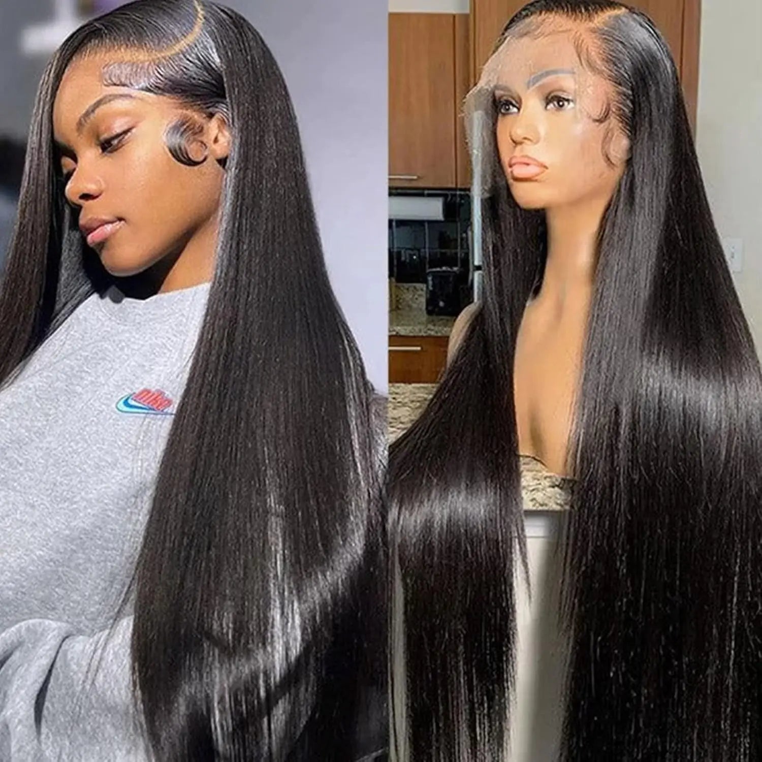 Lemoda Full 13x6 SKINLIKE Real HD Lace Full Frontal Wigs 15A Brazilian Straight Virgin Human Hair Wigs 200% Density Frayed Ends