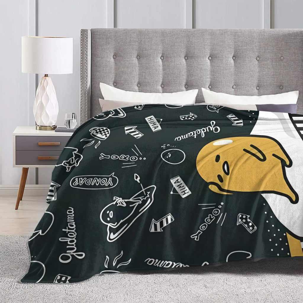 Gudetama  Cartoon Lazy Egg  Blanket Fleece All Season  Breathable Lightweight Throw Blankets for Sofa Office Quilt