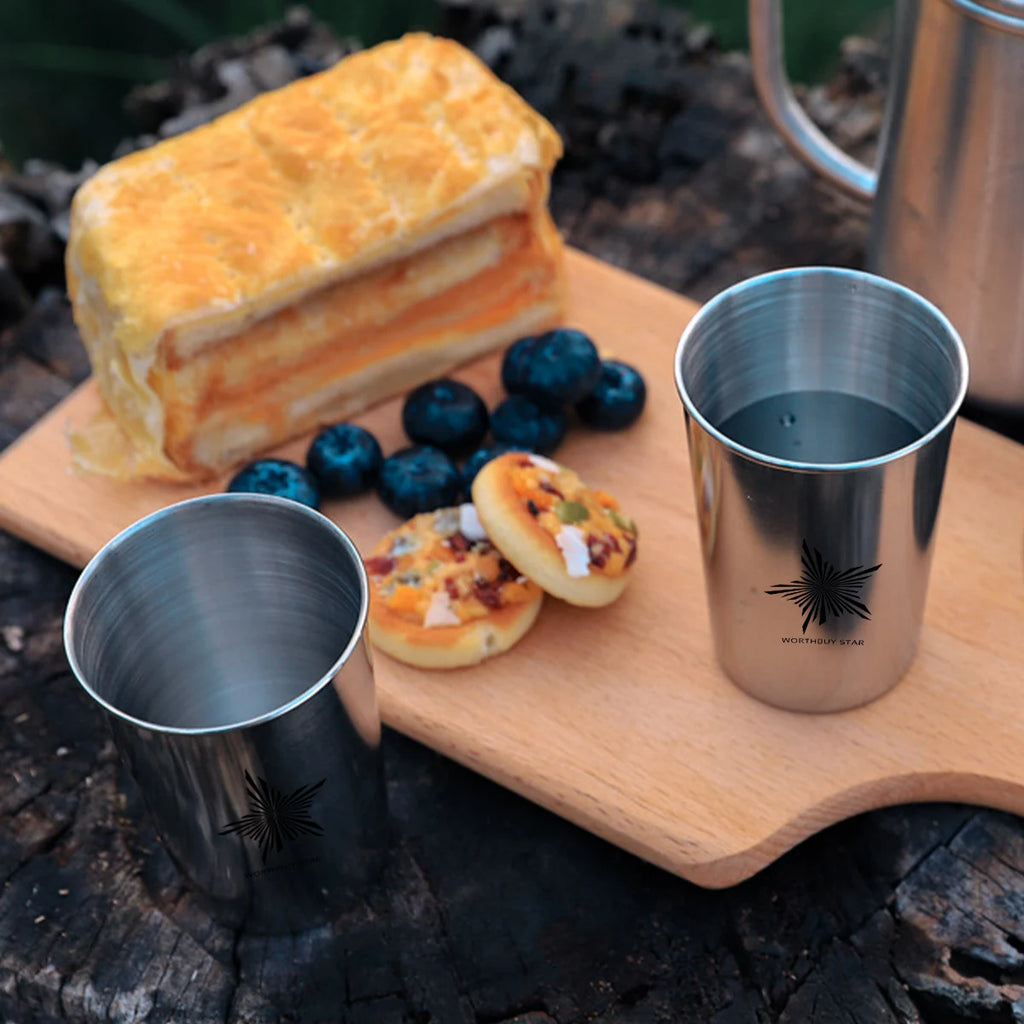 4pcs/set Outdoor Portable Stainless Steel Cups With Case Tumbler Beer Cups Camping Picnic Mini Whisky Wine Glasses Set Drinkware