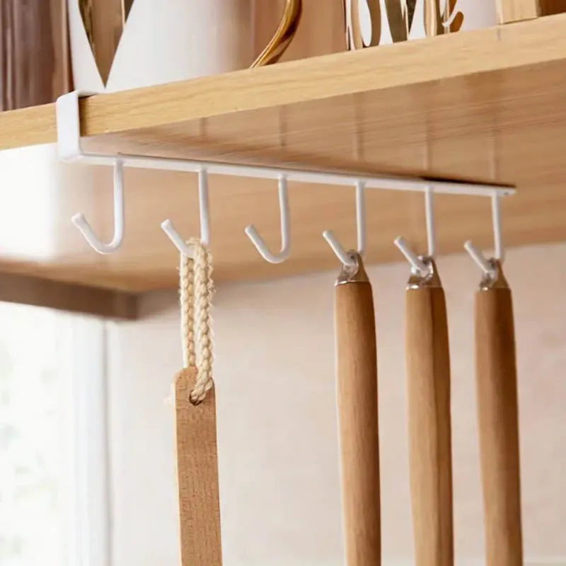 2pcs Multi-Purpose Kitchen Organizer with 6 Hooks and Cup Holder Kitchen Cabinet Sundries Organizer Storage Hanger