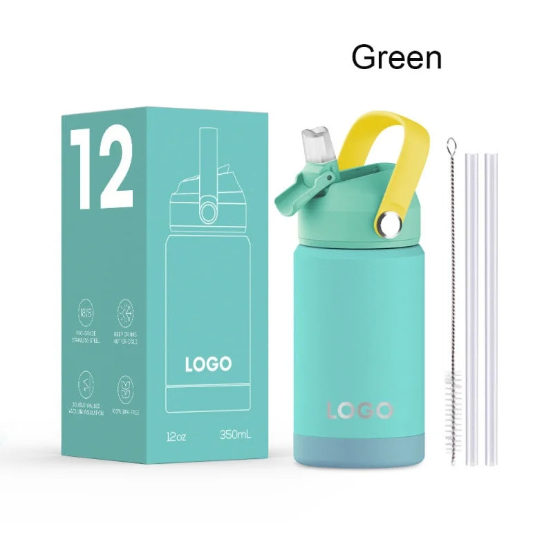 Children's Fashion Macaron Water Cup Thermos Cup Cute Childlike Fun with Handle Portable Anti-drop Silicone Cover Water Cup