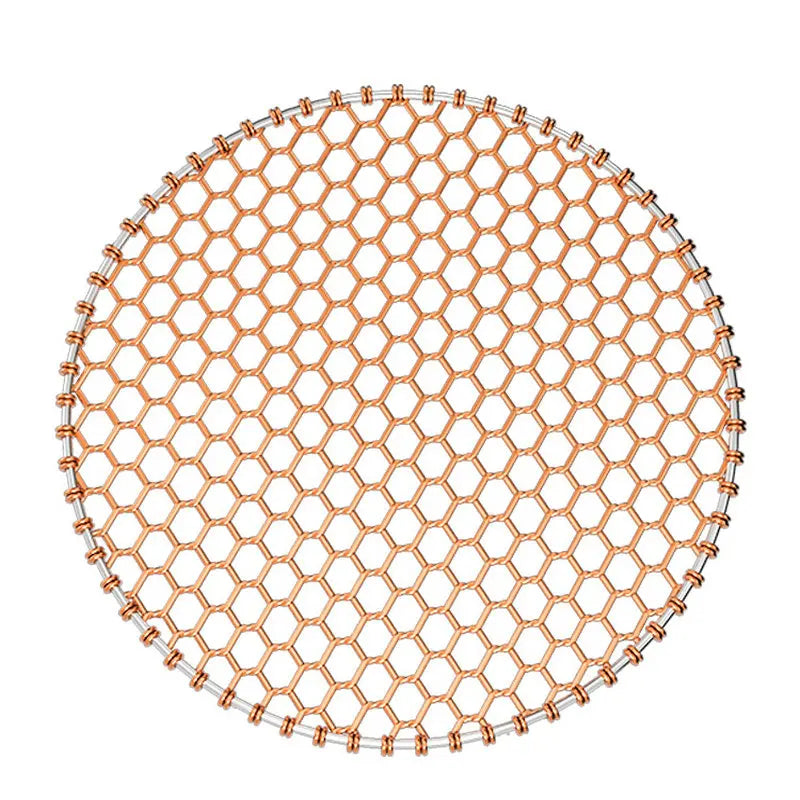 24.5-33CM Diameter Red Copper Round Barbecue Wire Grill Mesh Net with Handle for Picnic Tools Camping Charcoal BBQ