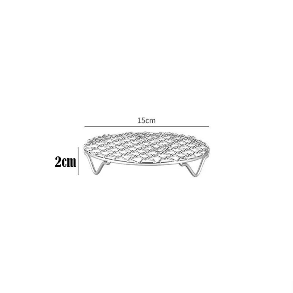 Round Air Fryer Rack Stackable Stainless Steel Grid Grill BBQ Net with Foot Cooling Rack Steam Baking Rack For Home Kitchen
