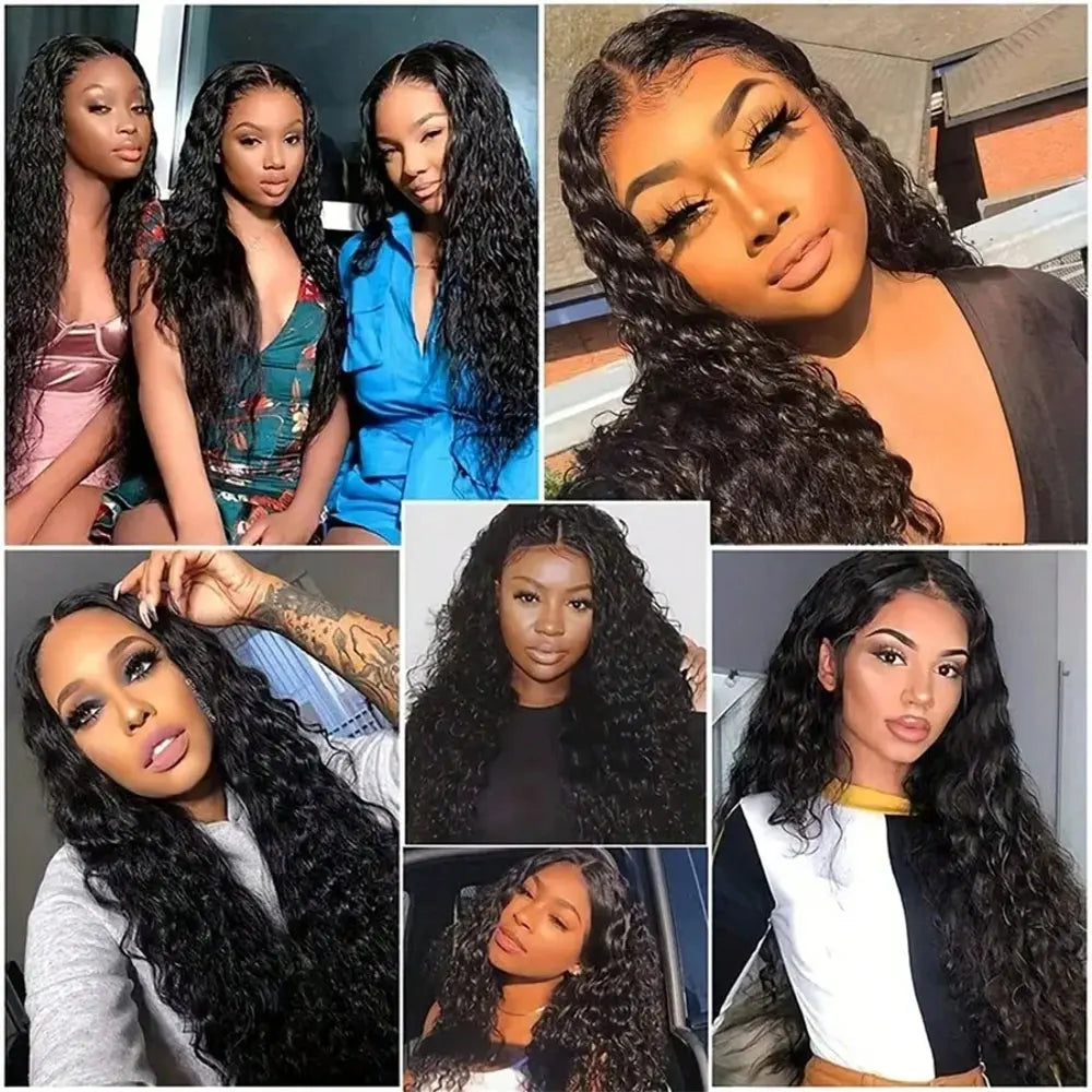 250% Density 5x5 Gluess Wig 13x4 13x6 HD Transparent Lace Frontal Lace Preplucked Natural Black Deep Wave Frontal Human Hair Wig