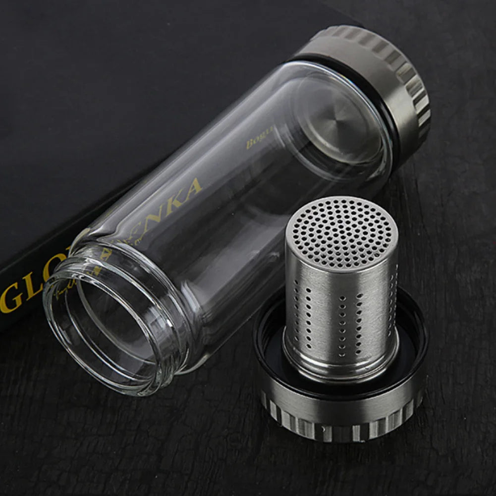320/420ml Double Wall Glass Tea Water Bottle Have Filter Tumbler Tea-Strainer Water Bottle For Outdoor Office Tea Brewing