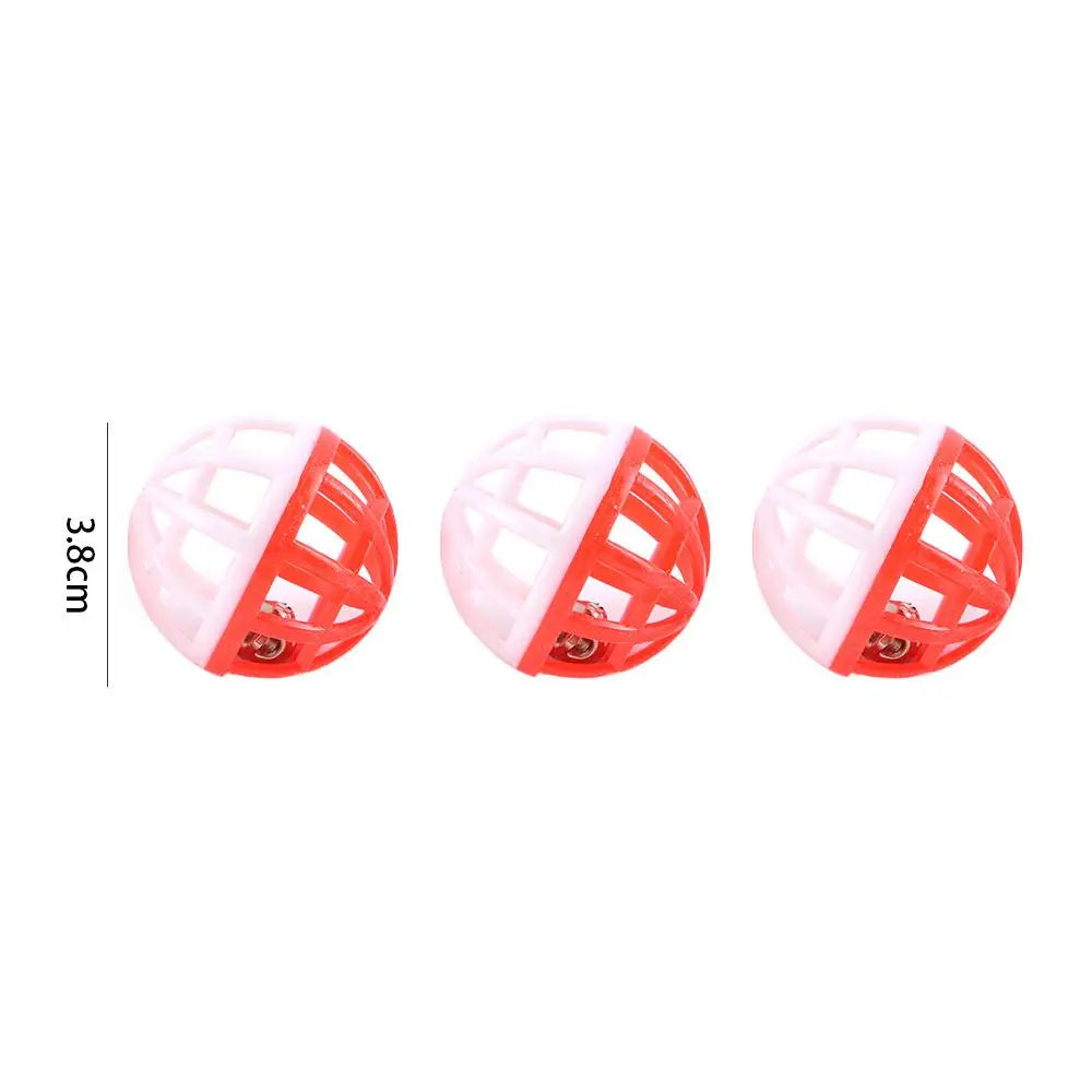 10/30/50pcs Pet Toys Plastic Kitten Training Ball With Bell Hollow Cat Fun Throw Ball Random Color