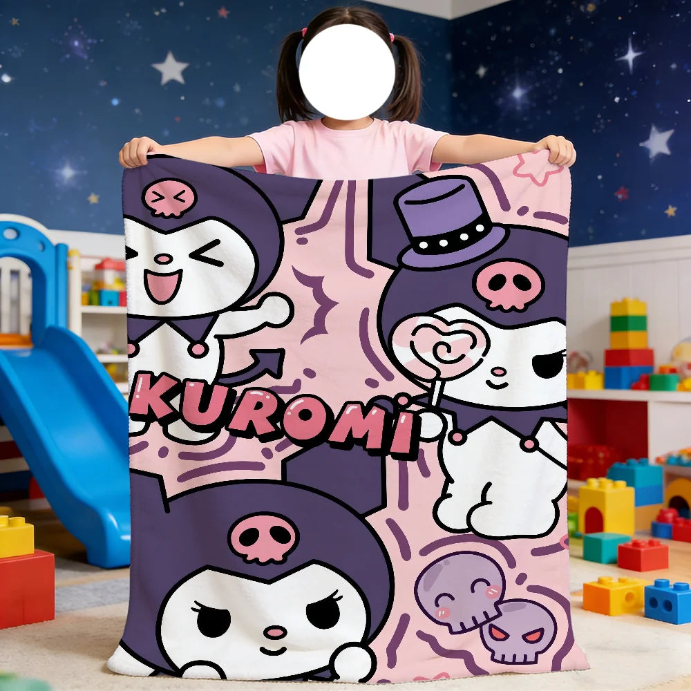 Cute cartoon K-Kuromi Blanket For Soft Throw Blanket for Picnic Bed Sofa Home Bedroom Cozy Warm Comfortable