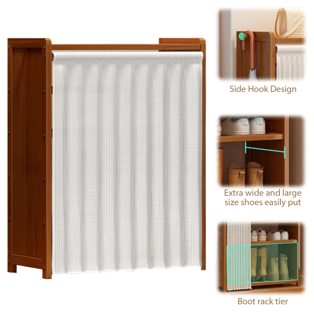 6-Tier Simple Shoes Cabinet Dustproof Racks Wooden Cabinet Organizer Storage Shelves for Entryway Living Room Hallway Doorway