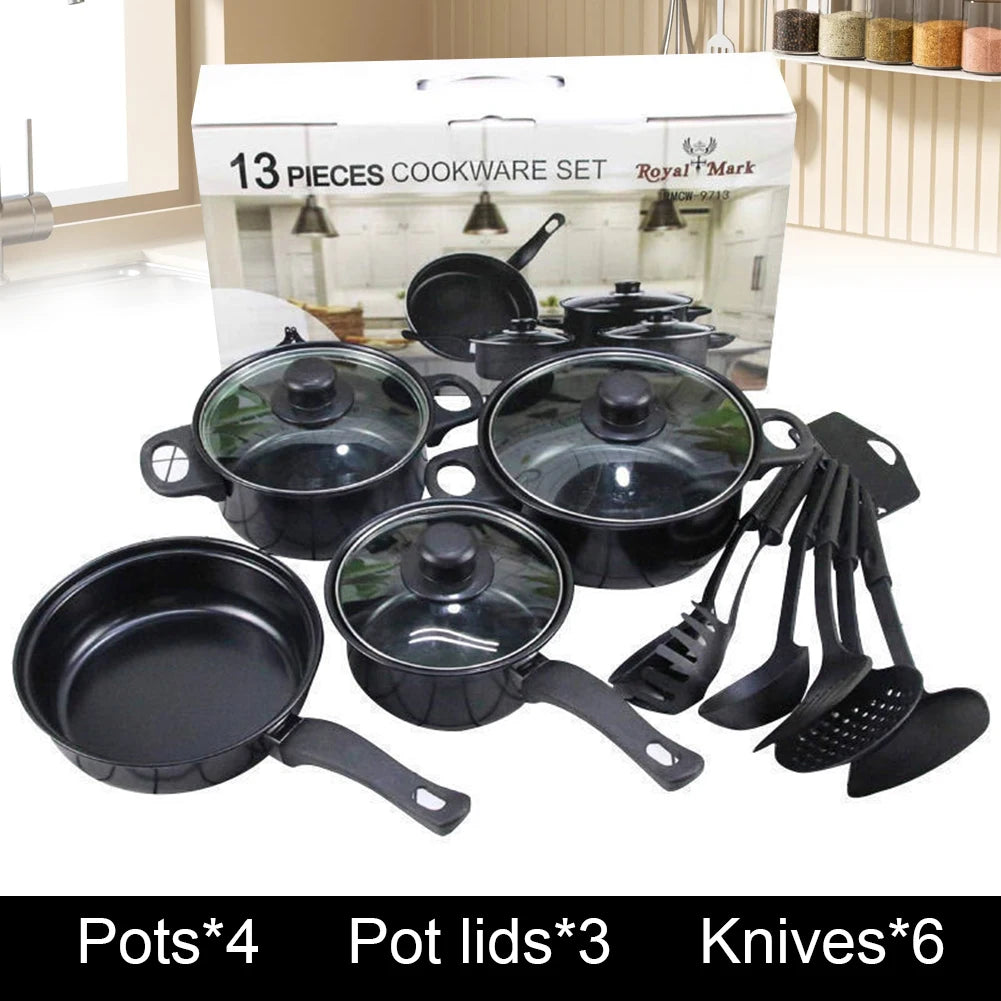 12-Piece Non-Stick Cookware Set Deep Frying Pan with Lid Milk Pot Maifan Stone Frying Pan Stackable Pot Set for All Hob